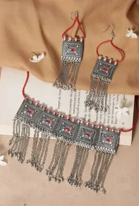 Multi Meena Chain Work Afghani Choker Necklace image 1