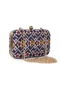 Sitara Blue & Multi Patola Print Rectangular Box Clutch image 5
