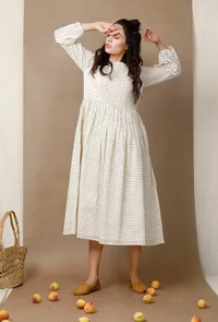 Checked Block Printed Cotton Dress image 2