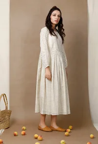 Checked Block Printed Cotton Dress image 3
