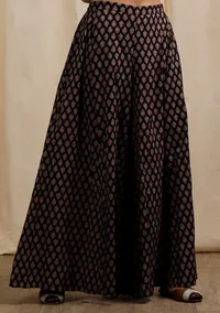 Dark Brown Ajrakh Print Flared Pants image 2