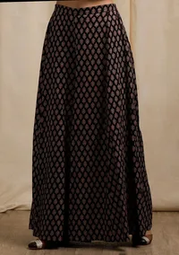 Dark Brown Ajrakh Print Flared Pants image 3