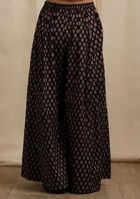 Dark Brown Ajrakh Print Flared Pants image 4