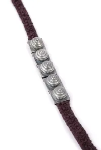 Set Of 2: Aarna Brown Thread & Antique Plated Brass Beaded Anklets image 4