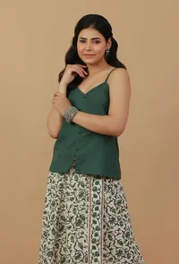 Lush Green Button-Front Cami Top image 3