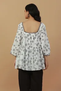 White Hand Block Printed Cotton Tunic image 4