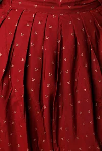 Maroon Gold Printed Cotton Dhoti image 4