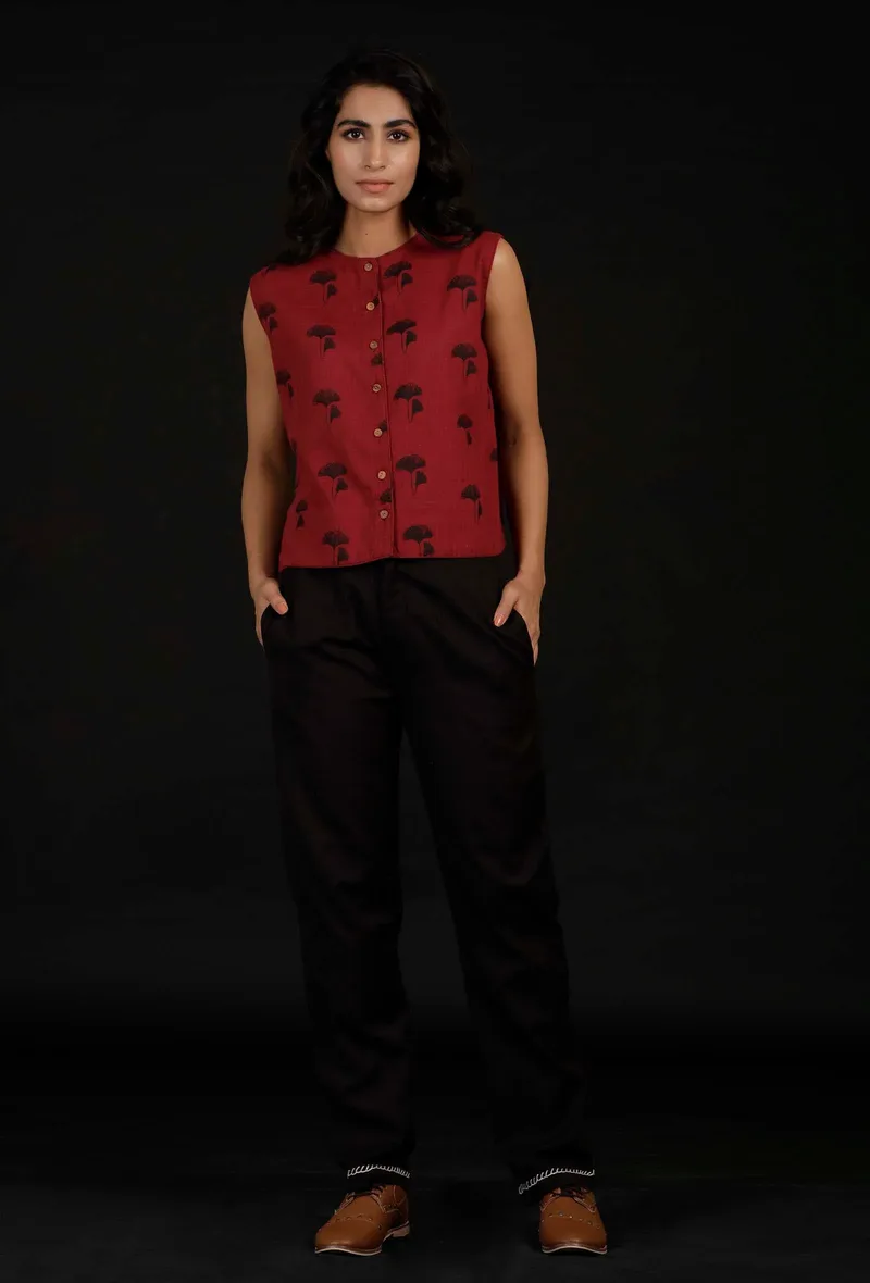 Cherry Red Floral Top