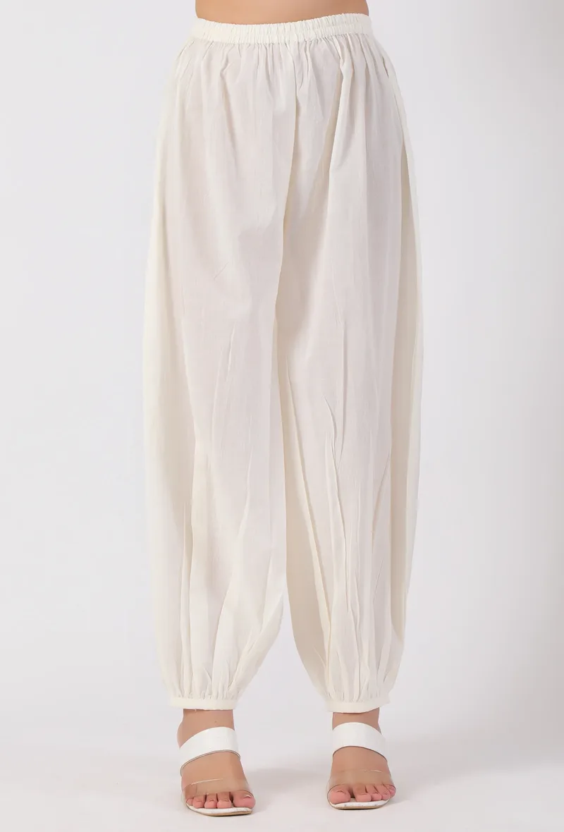 White Cotton Harem Pants