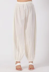 White Cotton Harem Pants image 1