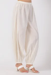 White Cotton Harem Pants image 2
