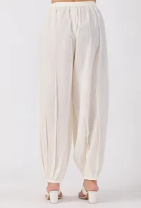 White Cotton Harem Pants image 3