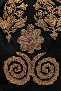 Onyx Black Dupion Silk Potli with Pink Strings image 5