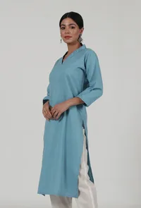 Blue Cotton Kurta image 2