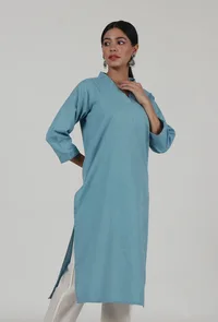 Blue Cotton Kurta image 3