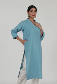 Blue Cotton Kurta image 4