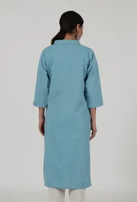 Blue Cotton Kurta image 5