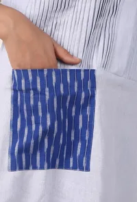 Powder Blue Cotton Slub Asymmetrical Dress image 5