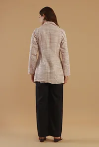 Blush Khadi Cotton V-Neck Button-Down Long Kurta image 4