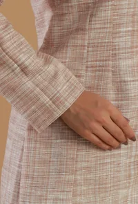 Blush Khadi Cotton V-Neck Button-Down Long Kurta image 6