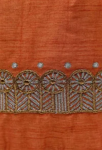 Tangerine Orange Dupion Silk Potli with Beige Strings image 5