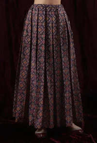 Russian Violet Viscose Tussar Silk Patola Box-Pleated Skirt image 1