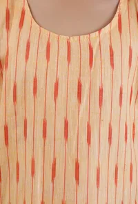 Orange Ikat Flared Cotton Dress image 5