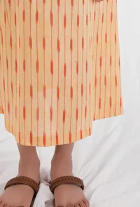 Orange Ikat Flared Cotton Dress image 6