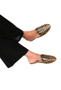 Black Brocade Slider Mules image 1