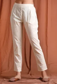 Off White Cotton Pants image 1