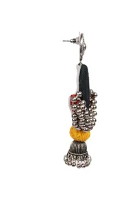 Handcrafted Green And Red Fabric Style Earrings image 4