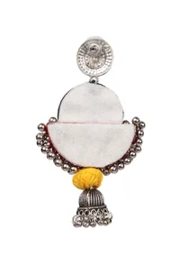 Handcrafted Green And Red Fabric Style Earrings image 5