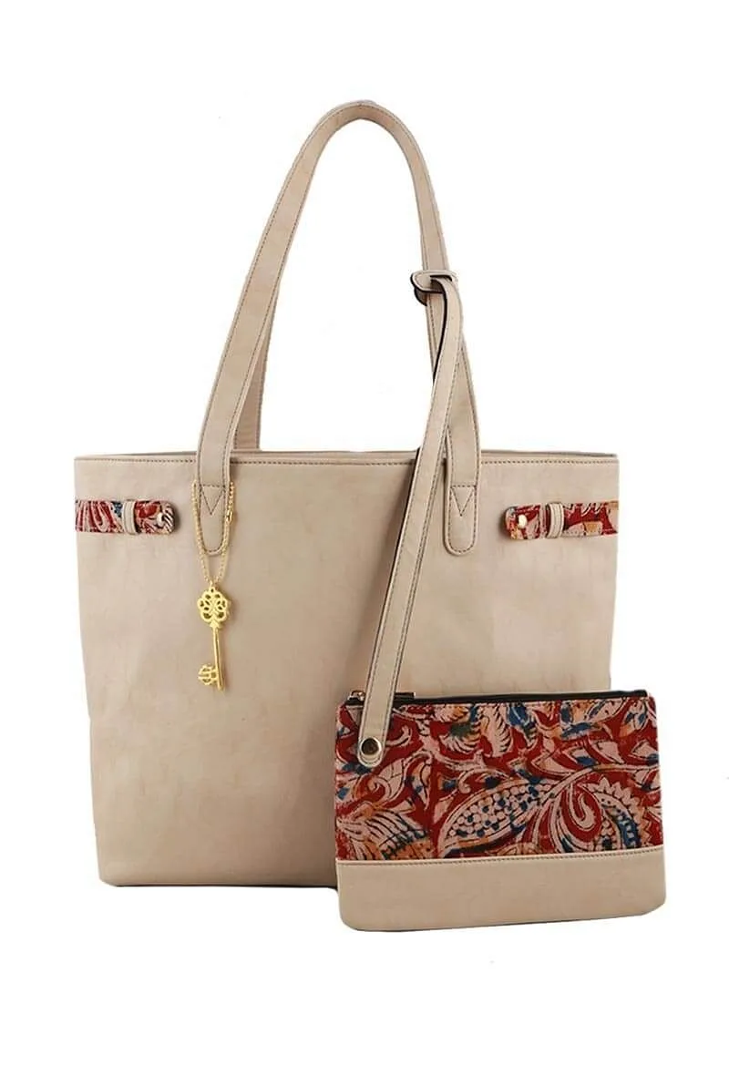 Beige Kalamkari Tote Bag