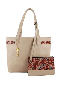 Beige Kalamkari Tote Bag image 1
