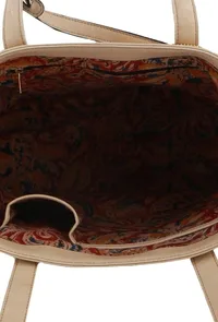 Beige Kalamkari Tote Bag image 5