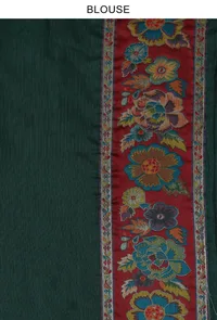 Floral Kani Weave Silk Wool Saree with Unstitched Blouse image 3
