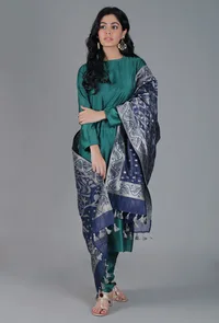 Navy Blue Chanderi Brocade Dupatta image 2