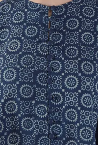 Harini Indigo Side Gather Front-Open Asymmetrical Kurta Dress image 5