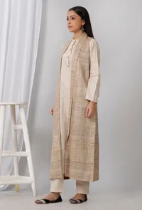 Mud Brown Long Cotton Khadi Jacket image 3