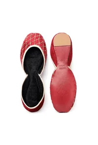Scarlet Red Contrast Velvet Jutti image 3