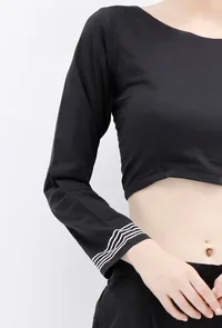 Black Rabari Padded Backless Threaded Blouse image 6