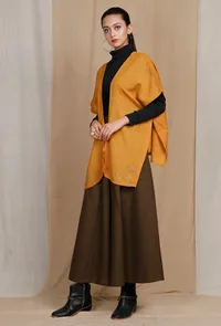 Handcrafted Mustard Pure Woolen Cape image 2