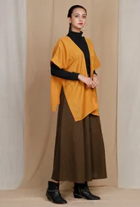 Handcrafted Mustard Pure Woolen Cape image 3