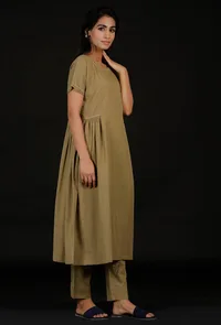 Sage Green Handblock Pallazo Pants image 2