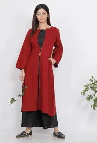 Maroon Slub Cape image 1