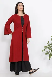 Maroon Slub Cape image 2