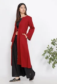 Maroon Slub Cape image 3