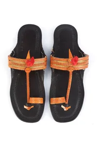 Ethnic Braided Strap Genuine Cruelty-Free Leather Kolhapuri Flats image 2