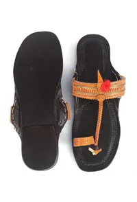 Ethnic Braided Strap Genuine Cruelty-Free Leather Kolhapuri Flats image 6