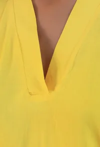 Yellow Color Vneck Top image 4